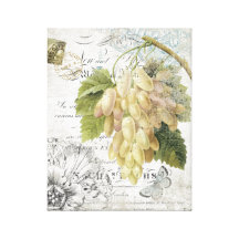 Les raisins botaniques français vintages ont étiré impression sur toile