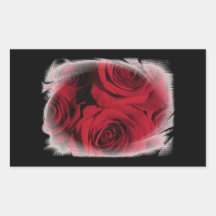 Les roses rouges fleurit le blanc floral de photo  adhésif