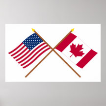 Les USA et drapeaux croisés par Canada Posters