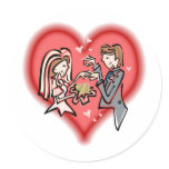Lesbian Bride & Groom Round Sticker