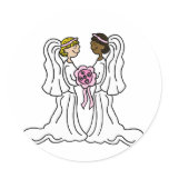 Lesbian Interracial Couple Round Sticker