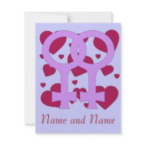 Lesbian Marriage Hearts Personalized Invitation