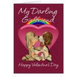 Lesbian Valentine's Day Card With Two Kissing Pupp