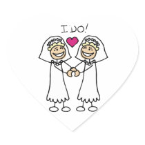 Lesbian Wedding Bridal Heart Stickers