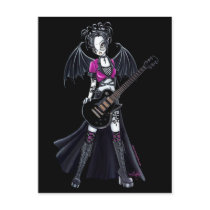 "Leslie" Black Beauty Guitar Rocker Fairy Post Cards