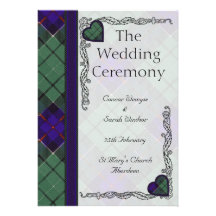 Leslie Scottish Tartan hearts Personalized Invitation