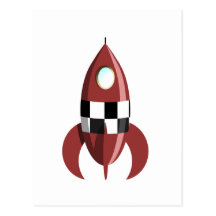 L'espace Rocket rouge Carte Postale
