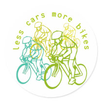 Less cars more bikes round sticker