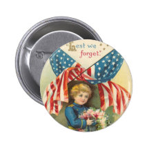 Lest We Forget Memorial Day Pinback Button