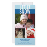 Let it snow bold navy blue Christmas greeting Customized Photo Card