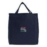 Let it snow embroidered reusable canvas tote bag