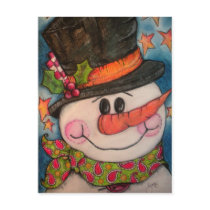Let It Snow - Frosty Snowman Postcard