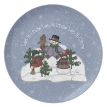 Let It Snow, Let It Snow Snowman Winter Plate