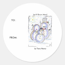 'Let It Snow Man!' Gift Tag Round Stickers