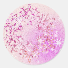 Let it Snow Pink Round Stickers