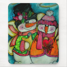 Let It Snow - Snowman Angels Mouse Pads