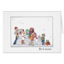 "Let it snow" Snowman Family Greeting Card