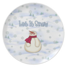 Let It Snow Snowman Plate