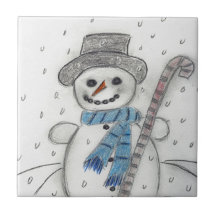 Let It Snow Snowman Ceramic Tiles