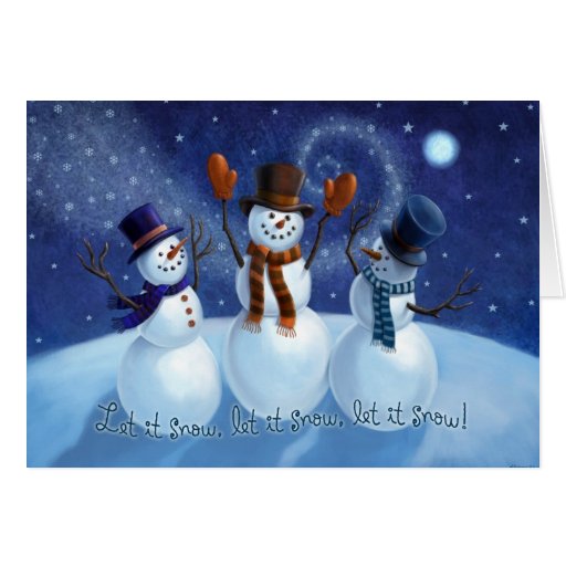 Let It Snow Snowmen Christmas Card