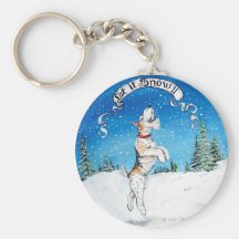 Let it Snow Wire Fox Terrier! Keychain