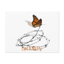 Let Me Fly -  Butterfly Caught in Barbed Wire Postcard