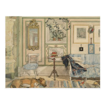 Let Sleeping Dogs Lie Swedish Watercolor Postcard