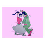 lets all do the twist swing dancers postcard