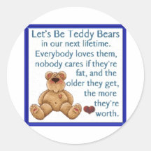 Let's Be Teddy Bears Round Sticker