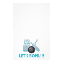 Let's Bowl Bowling Ball & Pins Customized Stationery