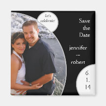 Lets Celebrate in Black and White Save the Date Magnets