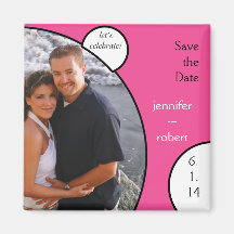 Lets Celebrate in Pink and Black Save the Date Magnets