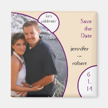 Lets Celebrate in Plum and Champagne Save the Date Magnet