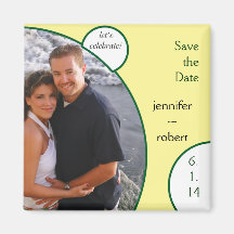 Lets Celebrate in Yellow and Green Save the Date Magnets