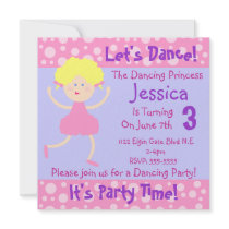 Let's Dance ~ It's Party Time~Kids Birthday Party Personalized Invitations