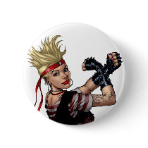 Let's Fight! Blonde Punk Rock Girl Pin-up by Al Ri