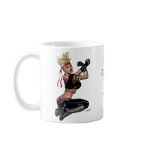 Let's Fight! Blonde Punk Rock Girl Pin-up by Al Ri Coffee Mug