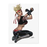 Let's Fight! Blonde Punk Rock Girl Pin-up by Al Ri postcards