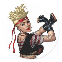Let's Fight! Blonde Punk Rock Girl Pin-up by Al Ri
