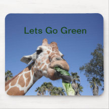 Lets Go Green Giraffe mouse Pad