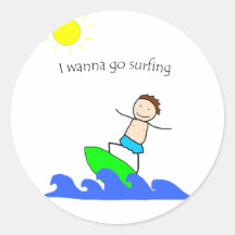 Let's Go Surfing Round Sticker