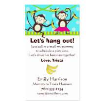 Let's Hang Out, Monkey Play Date Cards Business Cards