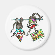 Let's Hang Out - Sock Monkeys Magnet