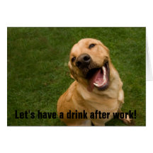 Lets have a drink golden lab card