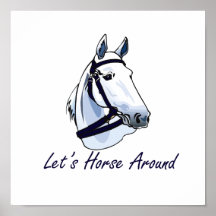 Lets Horse Around Arabian Blue Halter Poster