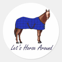 Lets Horse Around Brown w Blue Blanket Stickers