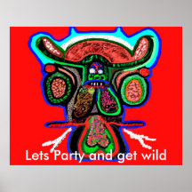 Lets Party and get wild - Wild Rodeo Bull Party Print