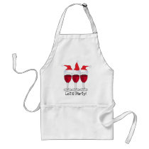 LET'S PARTY RED WINE AND CHRISTMAS HATS PRINT APRONS