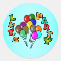 Let's Party With Balloon Bouquets, Multi-Colour Sticker