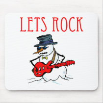 Let's Rock Snowman Mouse Pads